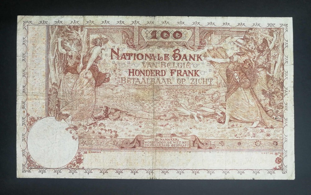 Belgium 100 Francs 1920 F