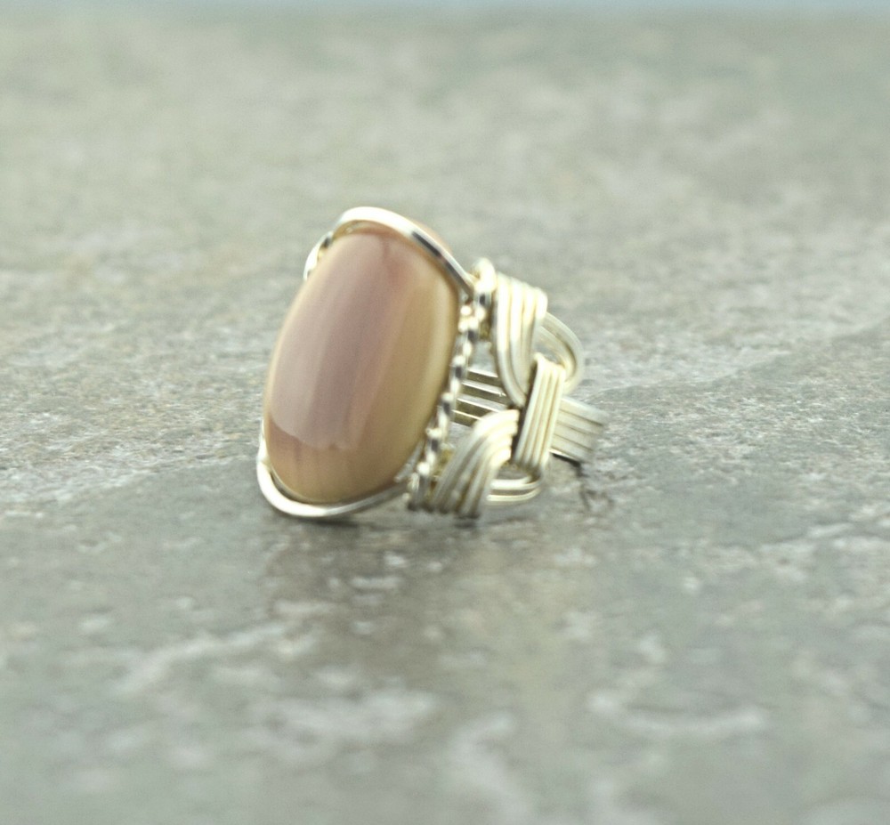 Sterling Silver Imperial Jasper Cabochon Wire Wrapped Ring