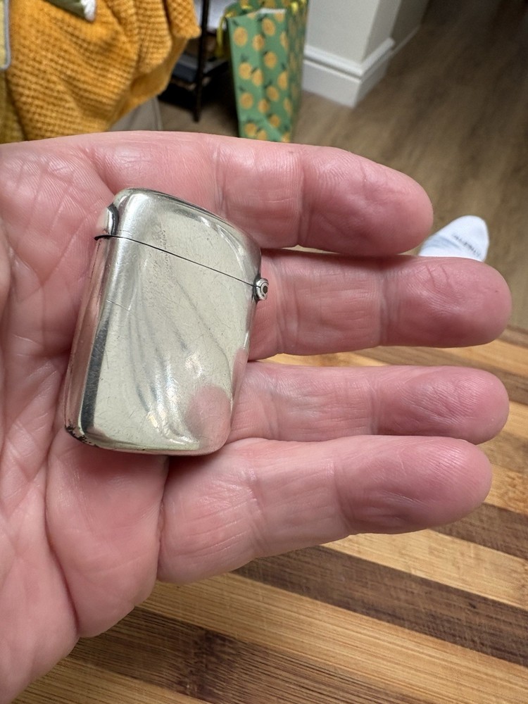 Solid Silver Hallmarked Vesta Case with Shibayama Design To Front.