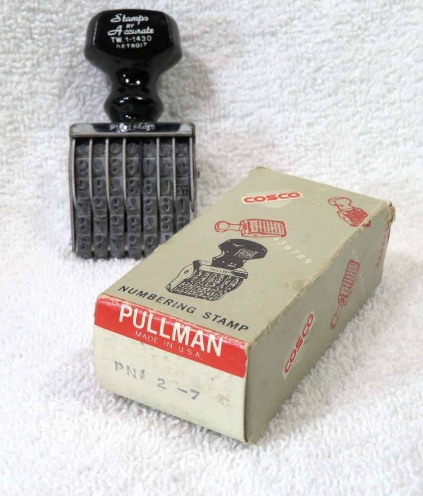 Vintage Cosco Pullman Accurate Numbering Stamp 7 Row w/box MINT