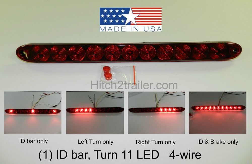 TecNiq Red HI Mount Center Brake Turn ID Bar 11 LED Light Trailer Truck USA