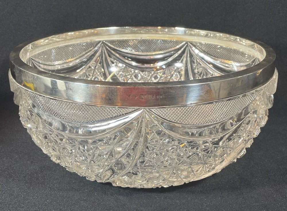 An 19thC Silver Mounted Cut Glass Centrepiece Bowl Hallmarked