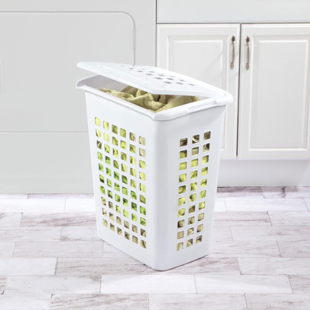 Rectangular LiftTop Laundry Hamper W/ Lid Handles to Easily Carry Clothes