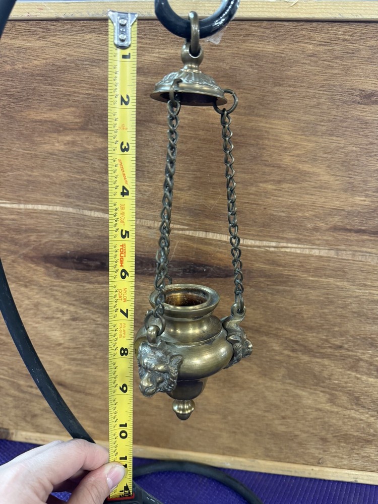 Bronze? Hanging Incense Burner 3 Lion Faces No Lid