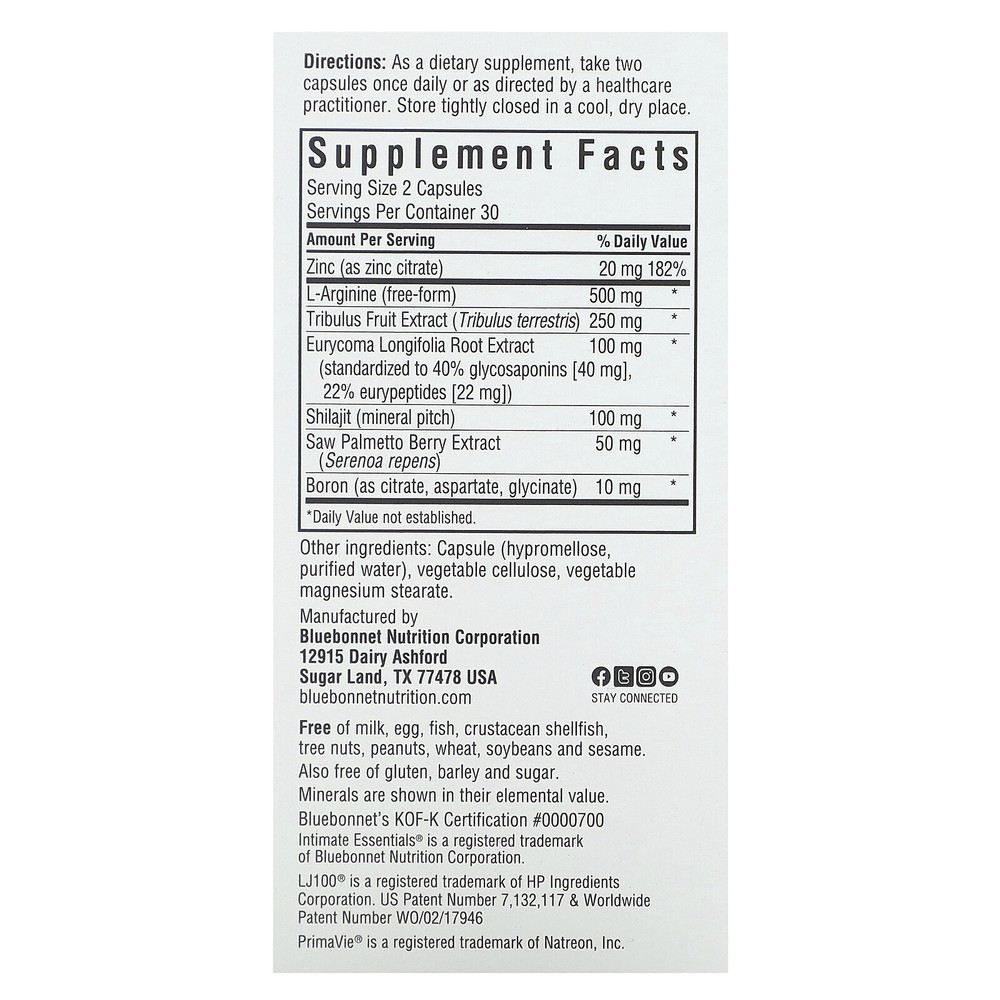 Intimate Essentials, For Him, Testosterone & Libido Boost, 60 Vegetable Capsules