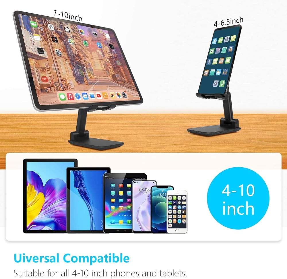 Cell Phone Stand, Folding Desktop Angle Height A-Black