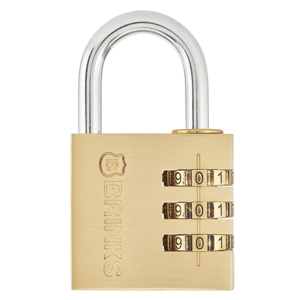 Brink's COMBO 3-DIAL COMBINATION RESETTABLE PADLOCK 40mm SOLID BRASS Weather-Res