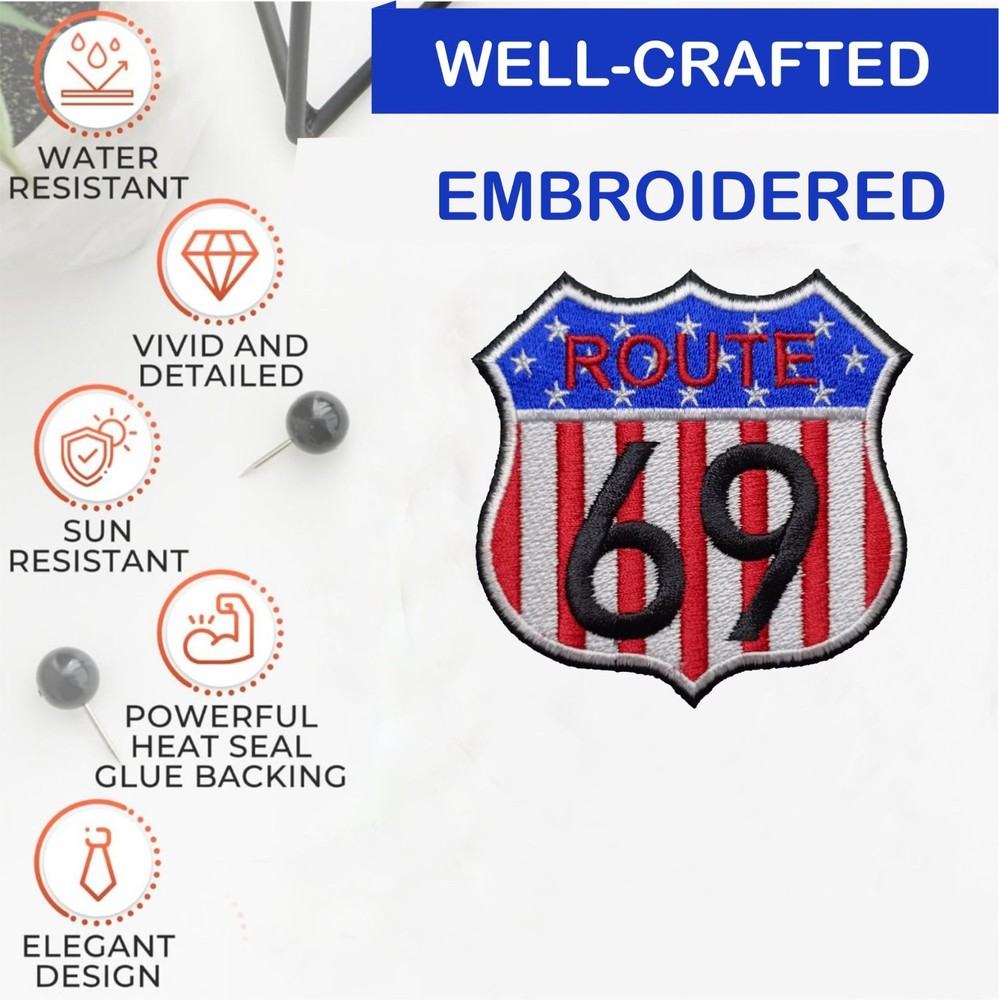 Route 69 Patch Rt.69 Patch Iron On Patch - Sew Patch - Embroidered Patch