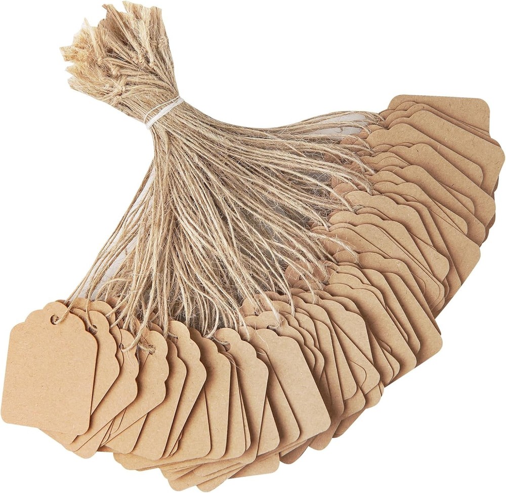 500PCS Kraft Paper Hang Tags with String - Essential for Pricing & Labeling