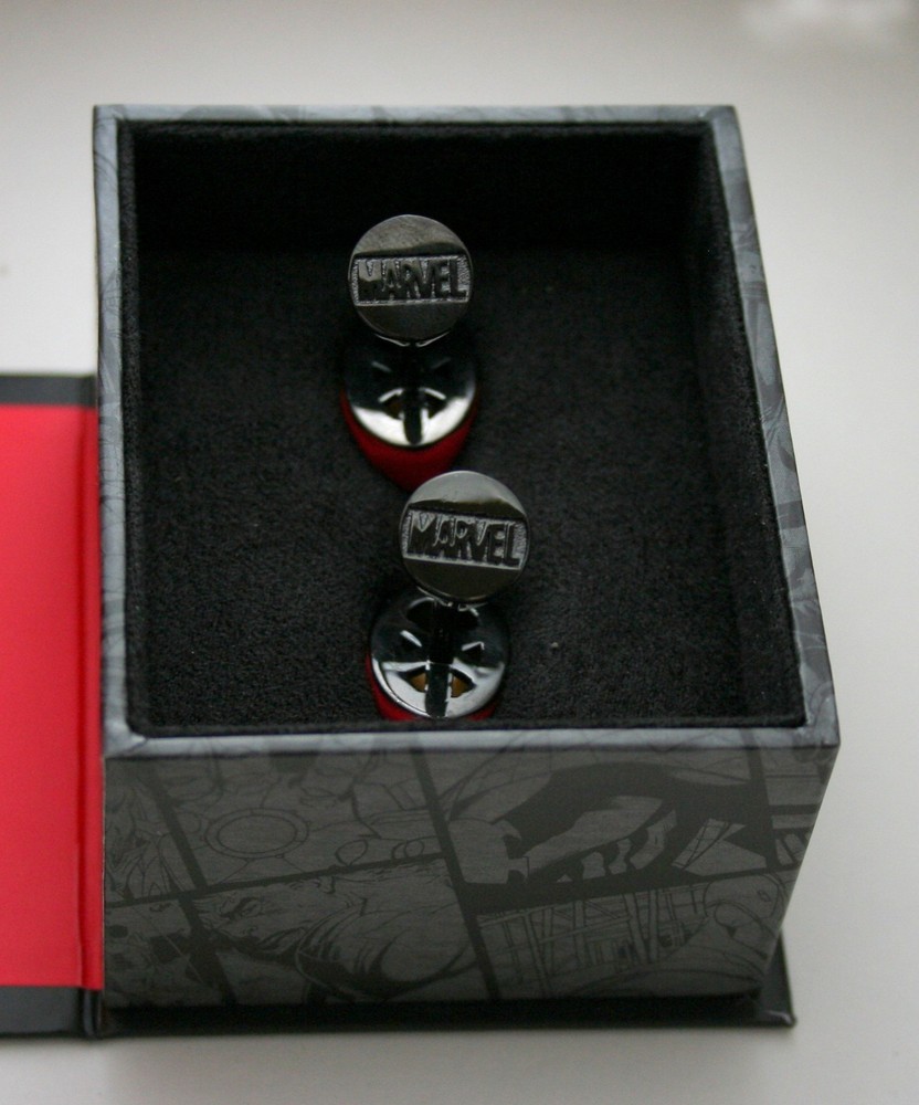 Marvel Comics Deadpool Head Enamel & Metal Cuff Links New NOS + Gift Box