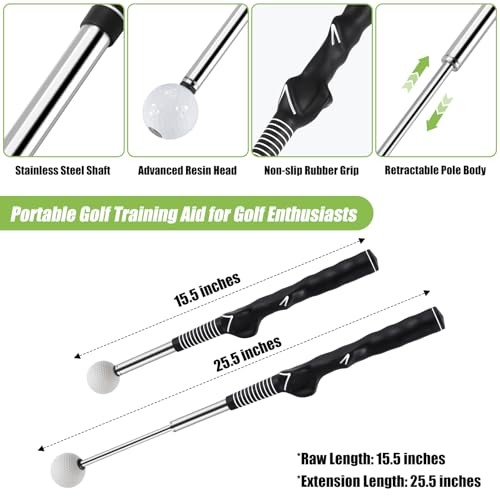 Retractable Golf Swing Trainer, Golf Grip Trainer and Golf Training Left-Handed