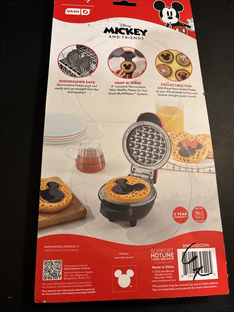 Disney Dash Mickey Mouse Removable Waffle Plates for Mini Maker Set New