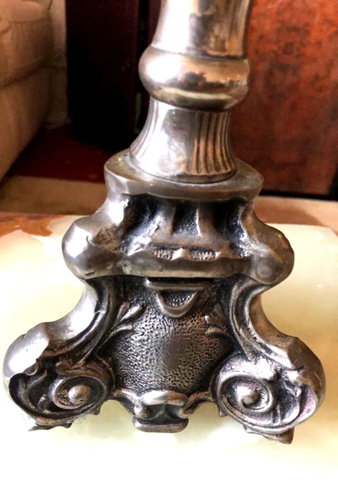 EXTRA ORDINARY LARGE CANDLE HOLDER-VINTAGE -SILVER....