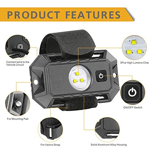 UTV LED Dome Light 12V with Switch, Universal Roll Bar Mount LED Lights White