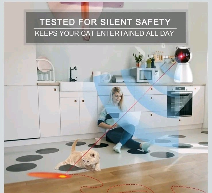 Motion-Activated Interactive Cat Pet Toy Red Dot Pointer Rechargeable Automatic