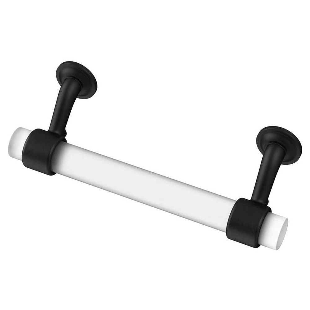 3-3/4" Floating Frosted Glass Pull with Flat Black