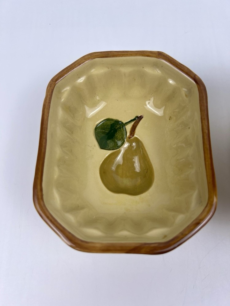Yellow Ware Decorative Mold Set Grapes Pear Wall Hanging Ceramic Pottery
