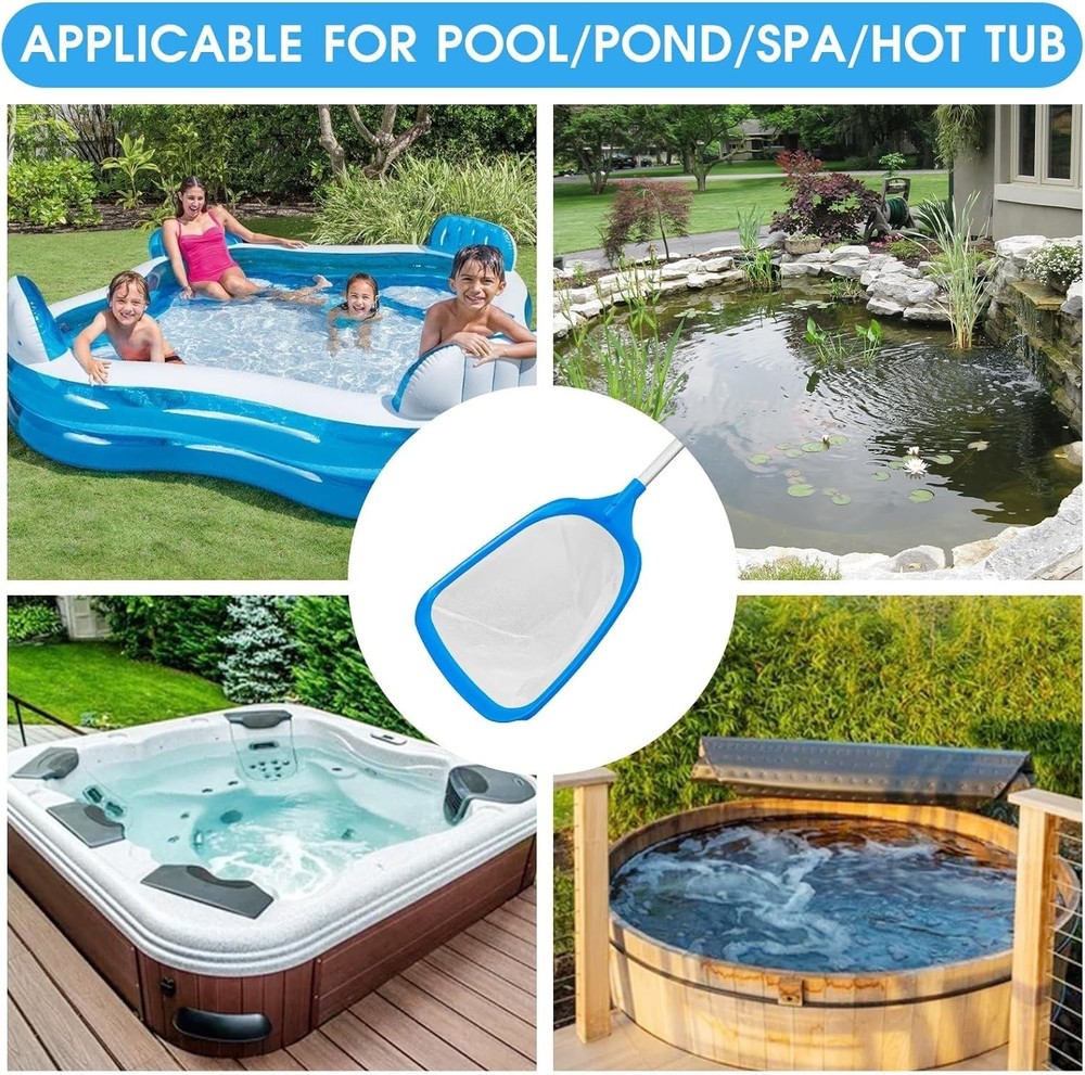 Pool Leaf Skimmer Net Fine Mesh Aluminum Frame Cleaning Tool