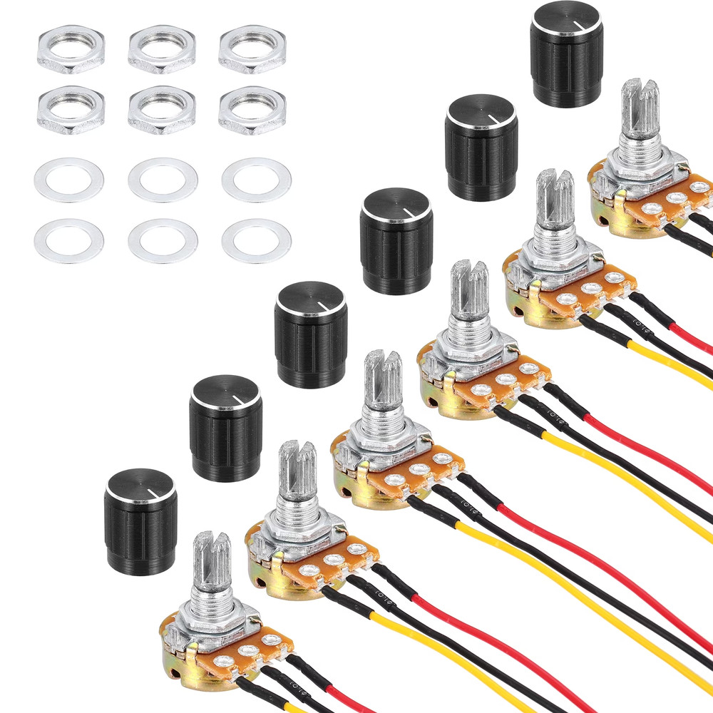 6Pcs 100K Ohm Potentiometer Linear Adjustable 3 Pin Variable Resistor