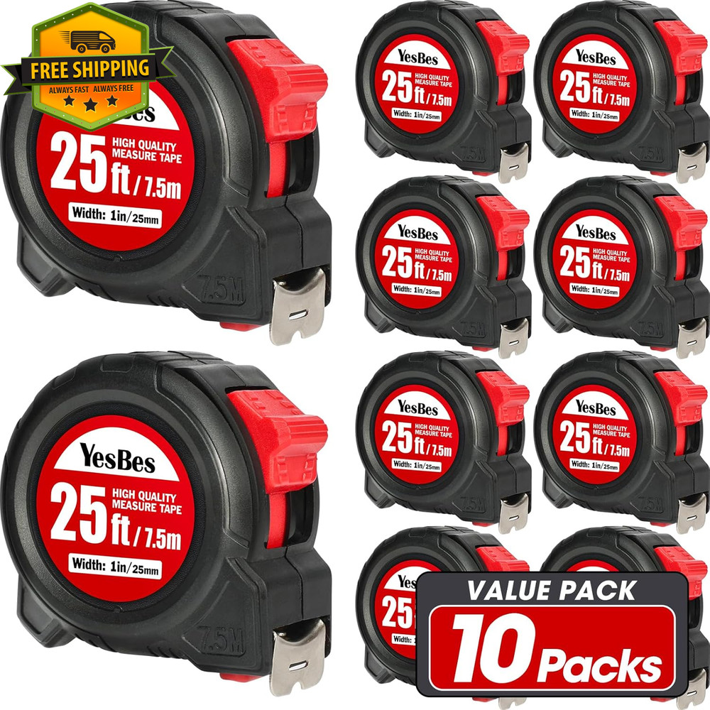 25ft Tape Measure Self Lock Retractable Easy Read Bulk Pack