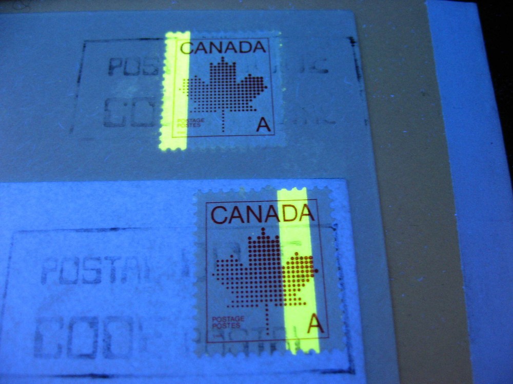 Canada 1 bar tag error left and right on 2 covers, Sc 907 A stamp