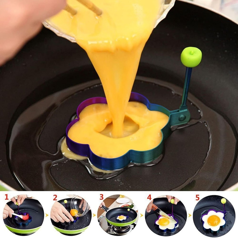 Rainbow Stainless Steel Egg Ring Set 8pcs Nonstick Pancake Maker Cooking