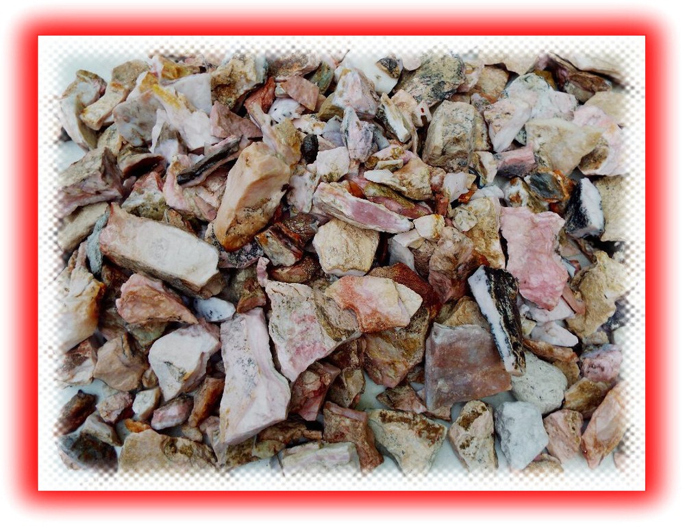 1 POUND - PIECES PERU PERUVIAN PINK OPAL ROUGH LOT