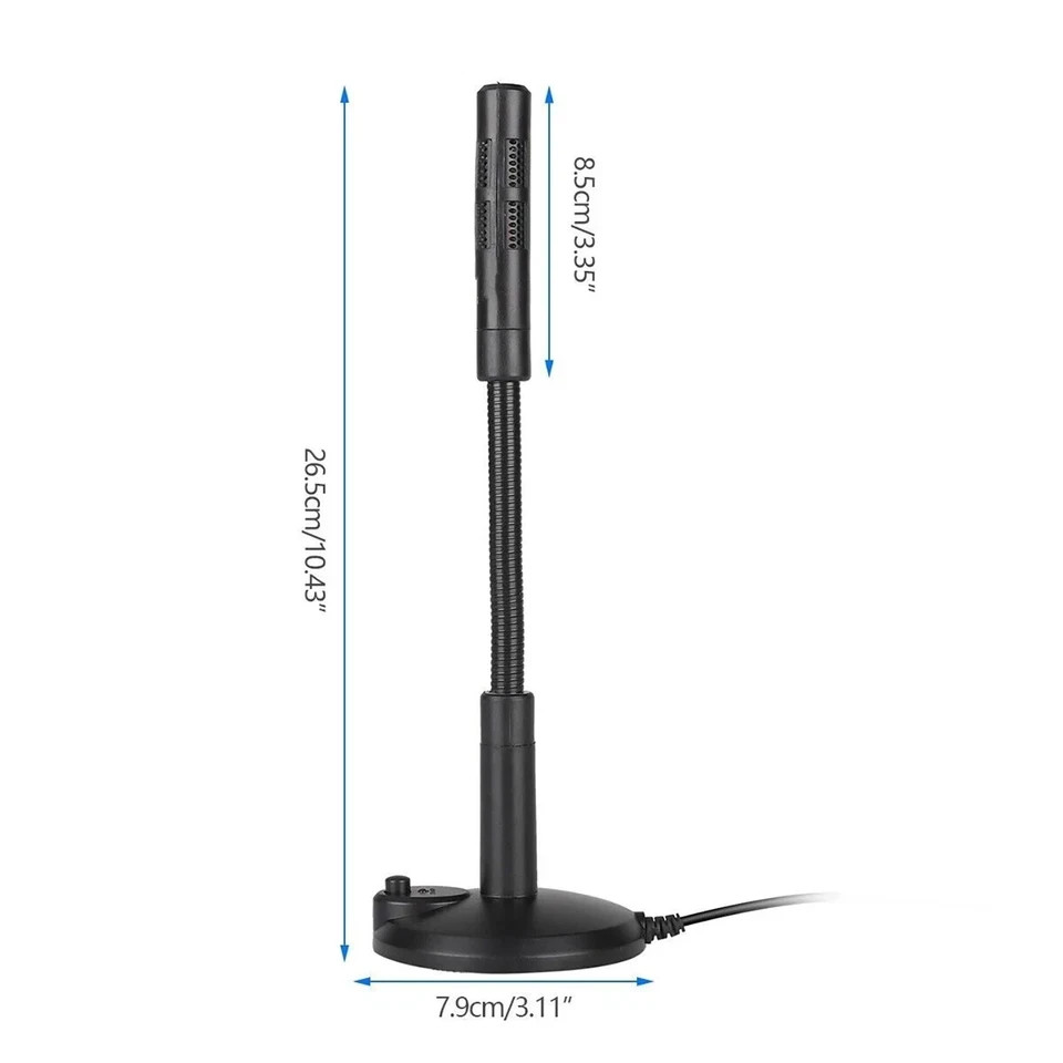 Computer Mini Condenser Microphone USB Stand Recording Mic For PC Desktop Laptop