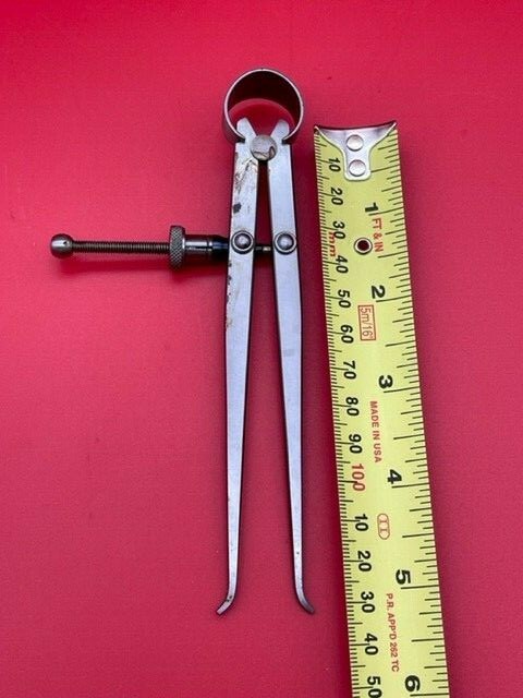 Starrett 73B-5 Yankee Spring-Type Inside Caliper, 5" Size, Spring Nut w/box-rust