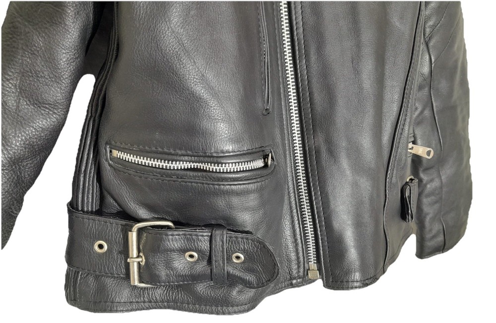Bashir Genuine Leather Black Motorcycle Jacket Size 42