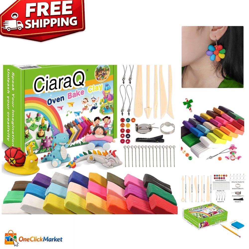 Luxurious Polymer Clay Starter Kit - 24 Colors, Tools & Instruction Guide