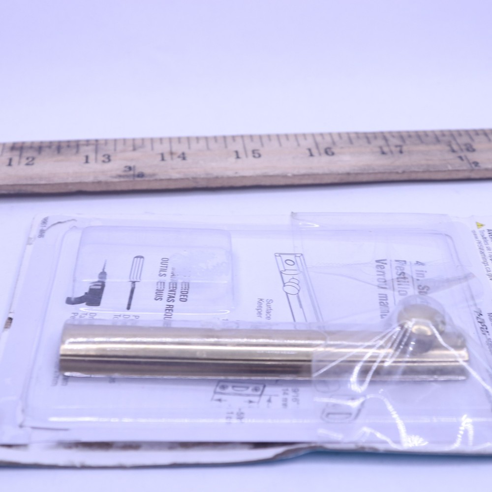 Defender Security Surface Bolt Polished Brass 4"-Missing Latch Plates & Hardware