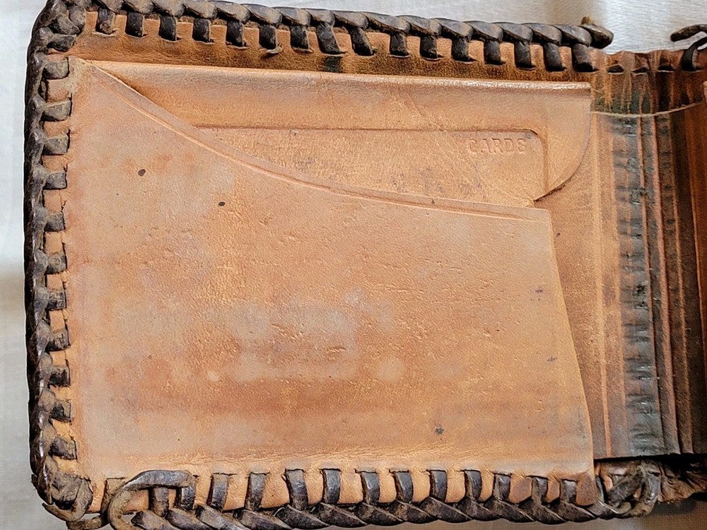 Leather Worker Project Tooled Wallet Leaf & Floral Design Needs Love READ