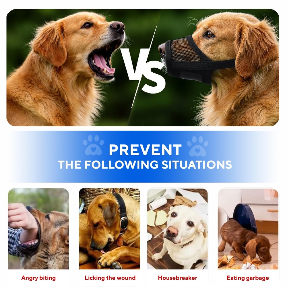 Soft Adjustable Dog Muzzle for Medium Dogs - Prevent Biting, Barking, Chewing