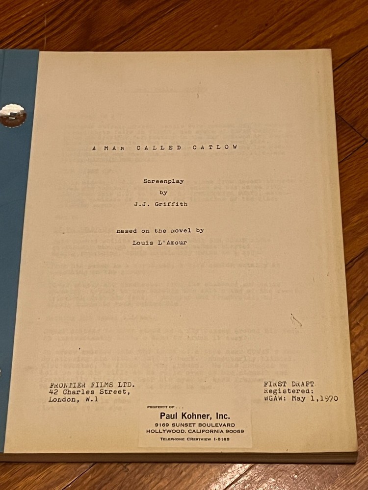 CATLOW Rare Original 1970 Movie Script Western Yul Brynner
