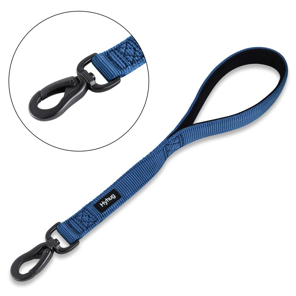 Durable Nylon 18 Inch Short Leash Padded Neoprene Handle Training Classic Blue