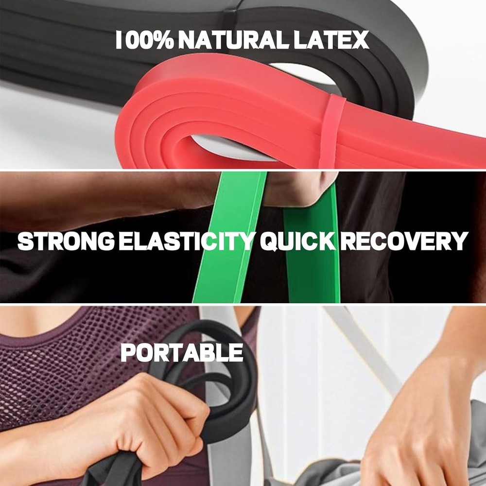 5 PCS Resistance Pull-Up Bands, Exercise & Stretching Bands 5-125LB