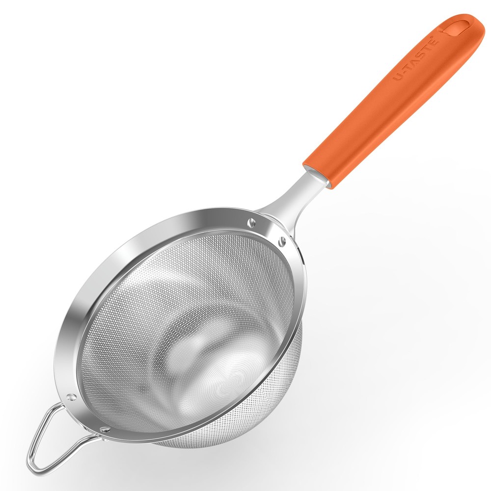 Medium Fine Mesh Strainer 4.7" 30-Mesh Sieve Stainless Steel Silicone Handle