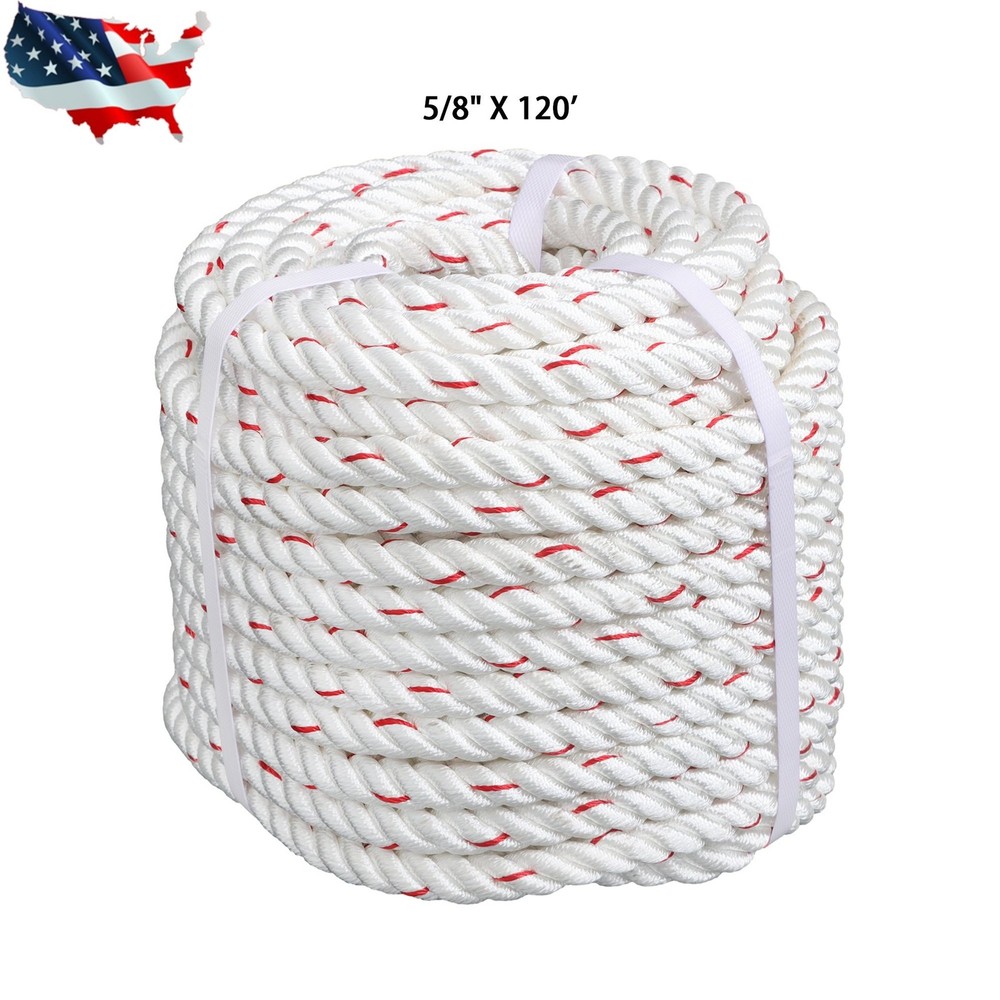 Pulling Rigging Line 5/8" × 120' Double Braid Nylon Polyester Arborist Bull Rope
