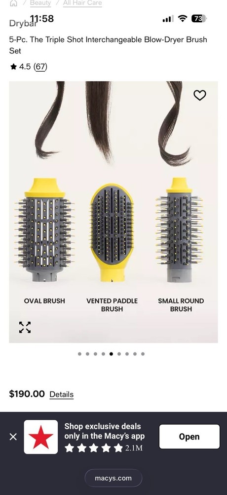 Drybar Triple Shot Interchangeable Brush Dryer Ionic Tech Adjustable Heat