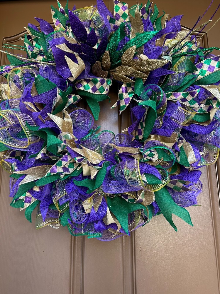 MARDI GRAS - CUSTOM HANDMADE 22" WREATH