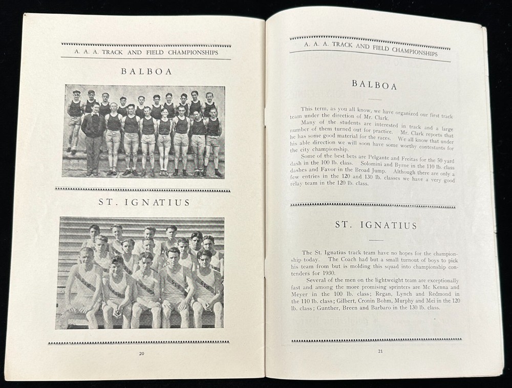 1929 SF High School AAA Track and Field Championships Official Program