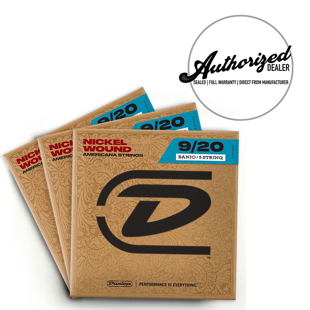 3 Pack | Dunlop DJN0920 5 String Nickel Loop End Tenor Banjo Strings (9-20)