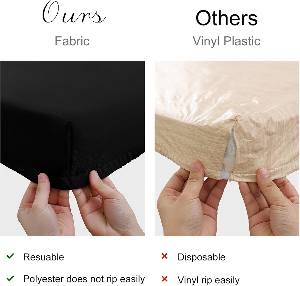 homing 2 Pack Rectangle Table Cloth, Elastic 96" x 30" (Rectangular), Black