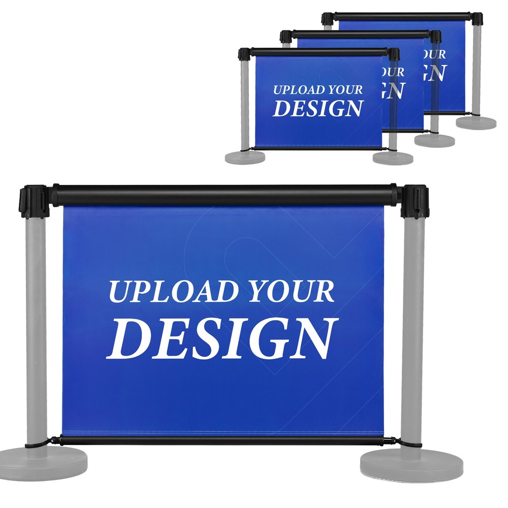 InstaHibit Custom Retractable Banner for Crowd Control Stanchions , Double