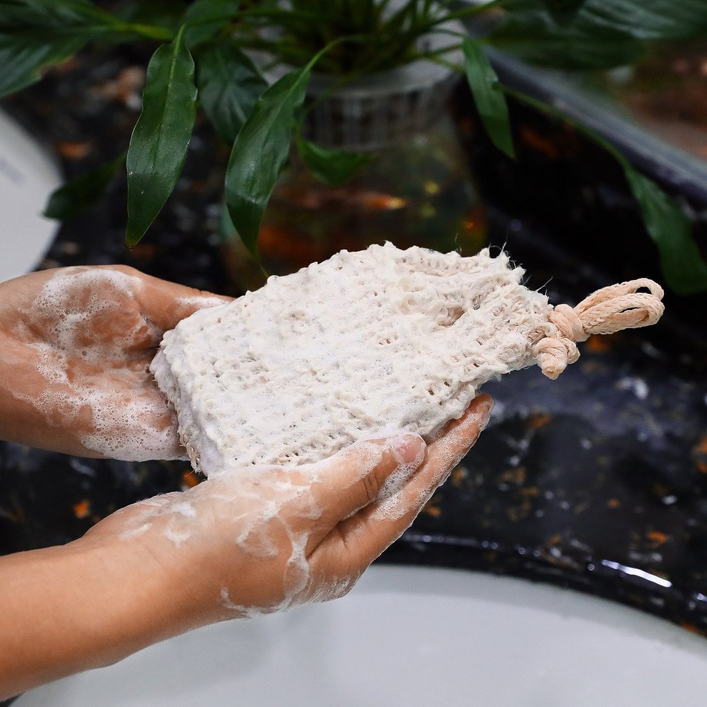 3pc Soap Saver Bag Exfoliating Soap Pouch Sisal Mesh Bag Drawstring