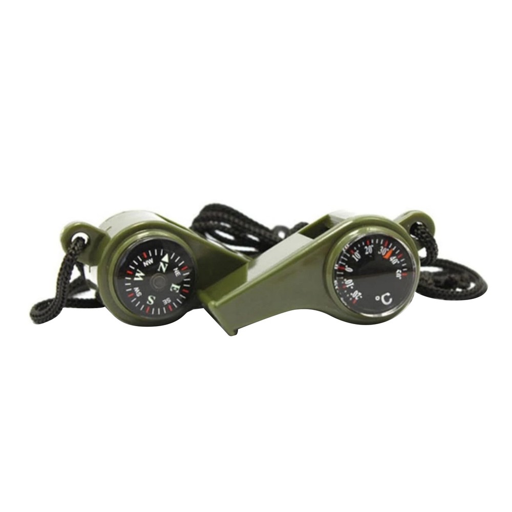 2 Pack Multi-Function Survival Whistle with Compass Thermometer for Hiking