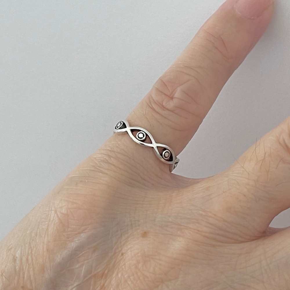 Sterling Silver Eternity All Seeing Eye Ring, Silver Rings, Religious Ring