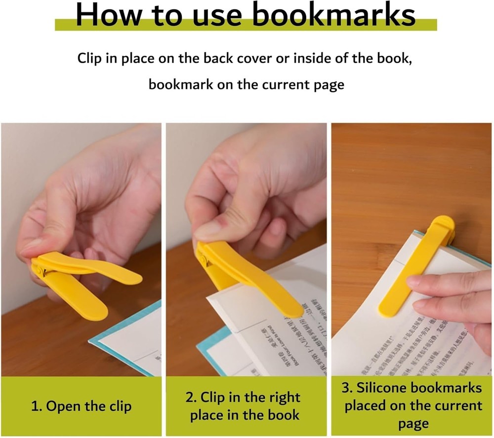 Effortless Page Tracking with 3pcs Silicone Automatic Bookmarks - Pink