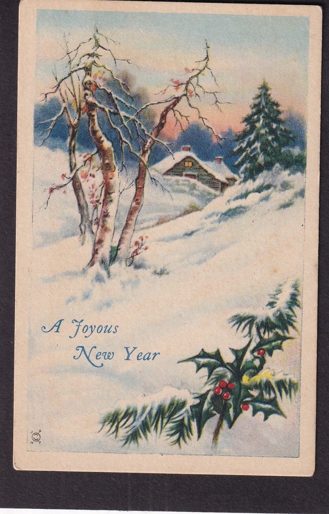 unmailed A Joyous New Year post card